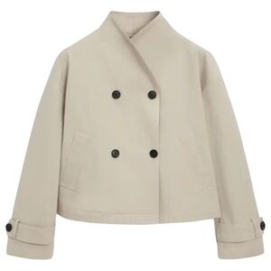 Massimo Dutti Double-Breasted Crop Short Trench Coat, NWT S